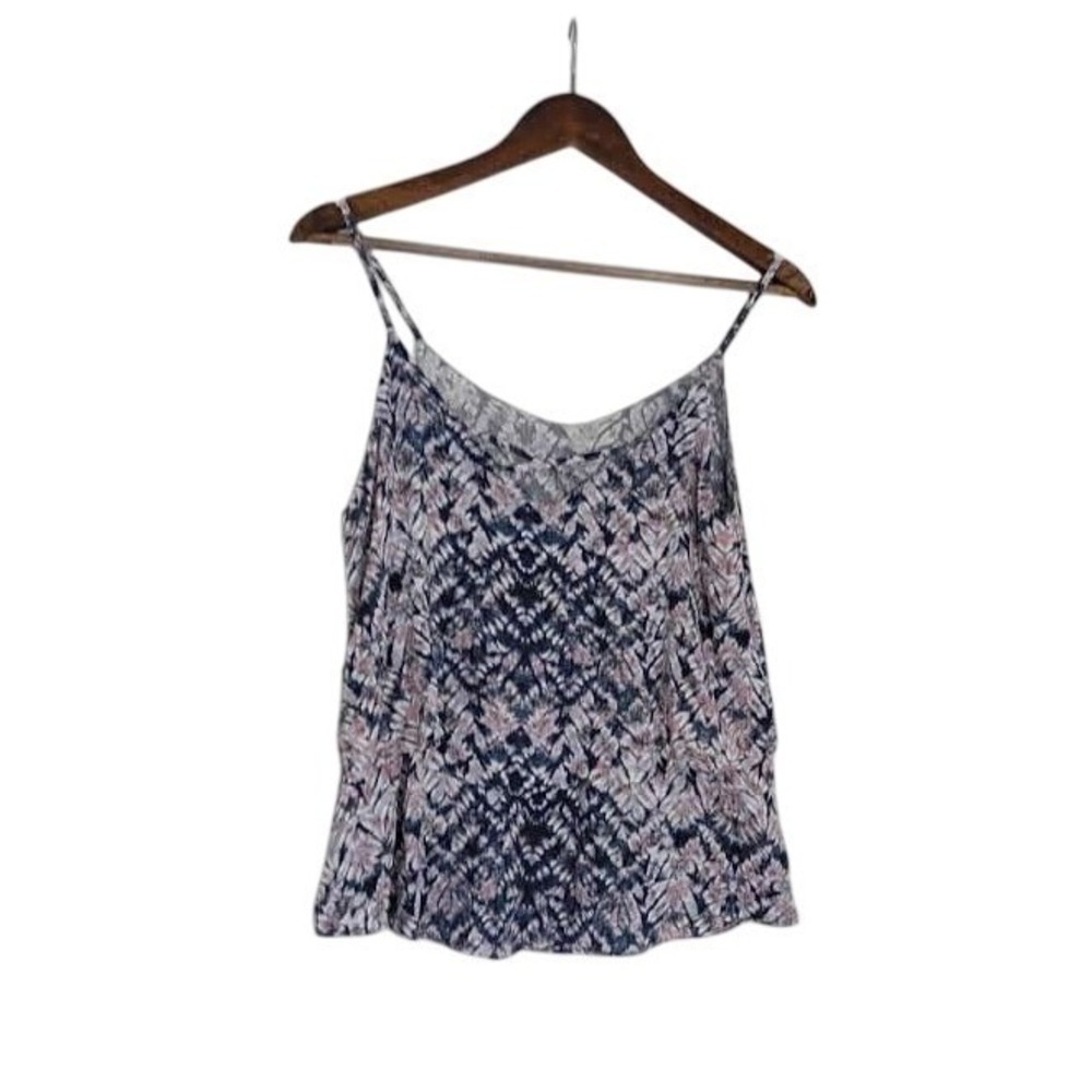 Emmelee Blue Pink Tie Dye Tiered Ruffle Camisole Tank Top Medium